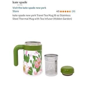 Kate Spade 16oz Travel Tumbler Tea Diffuser Hidden Garden NWT
